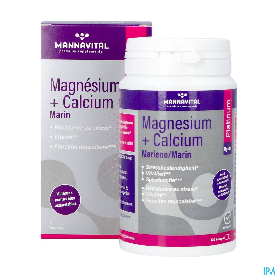 Mannavital Magnesium + Calcium Marin V-caps 120 6