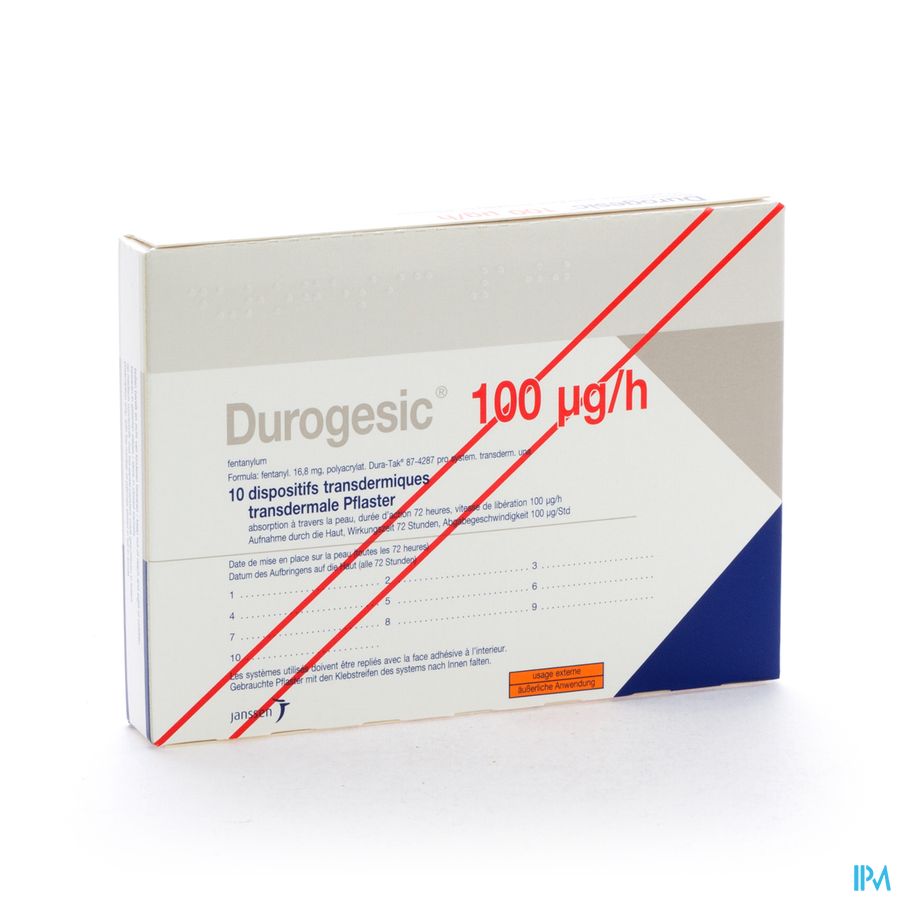 Durogesic Pl Emp 10x100mcg/heure/uur