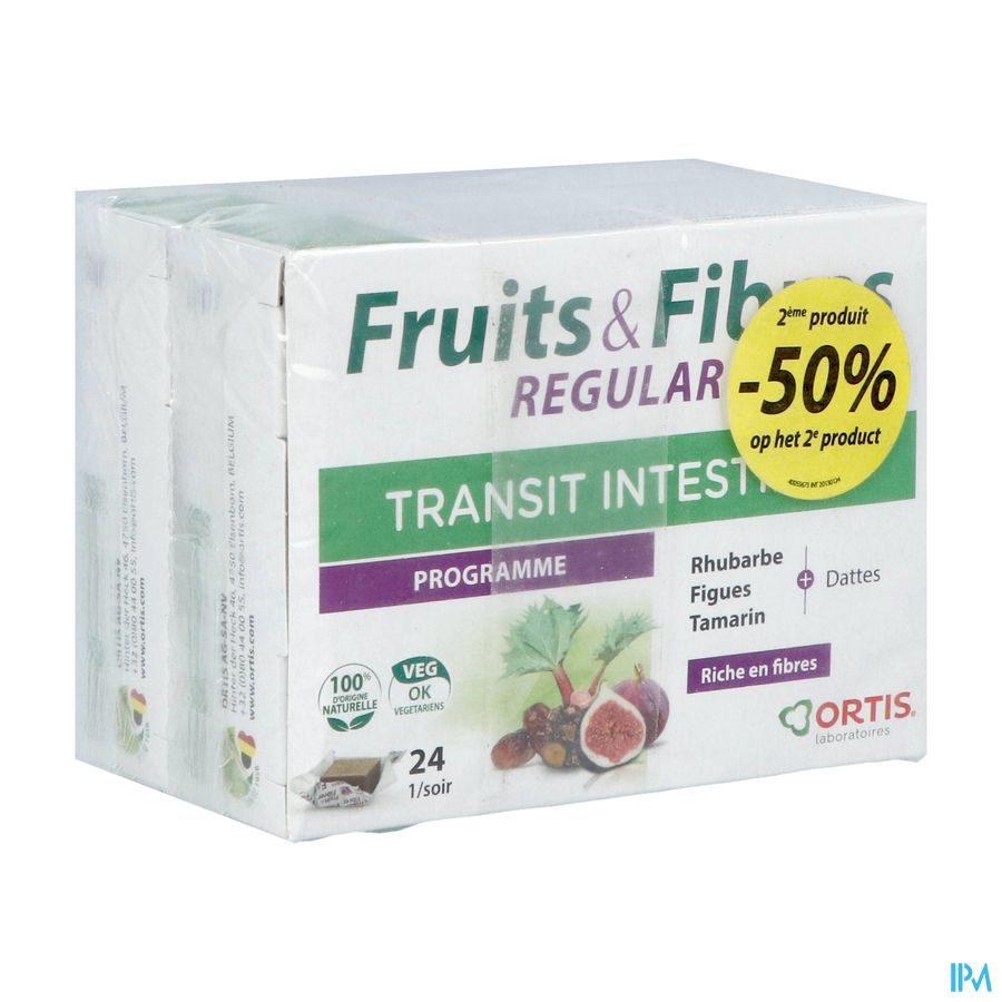 Ortis Fruits & Fibres Regular Cubes 2x24 2e -50% Ortis Fruits & Fibres Regular Cubes 2x24 2e -50%