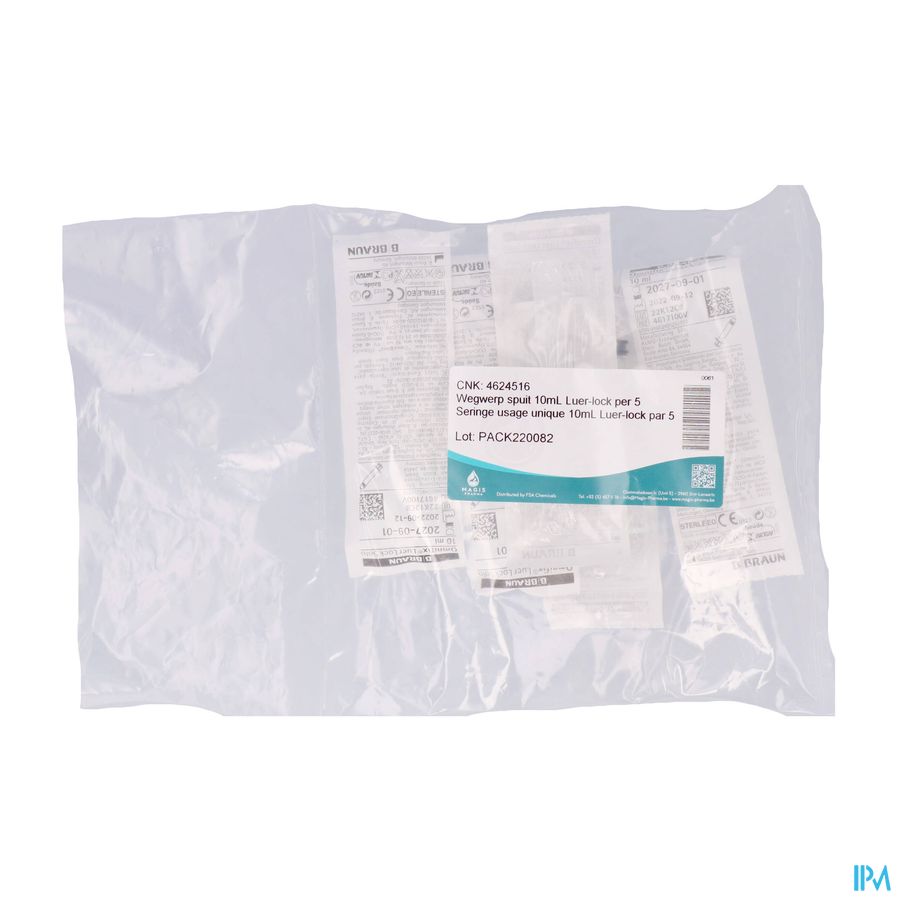 Wegwerp Spuit 10ml Luer-lock 5 Magis Wegwerp Spuit 10ml Luer-lock 5 Magis