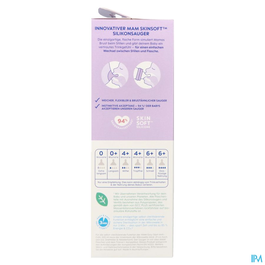 Mam Easy Start A/colic Zuigfl.pure Matt Blauw320ml 4