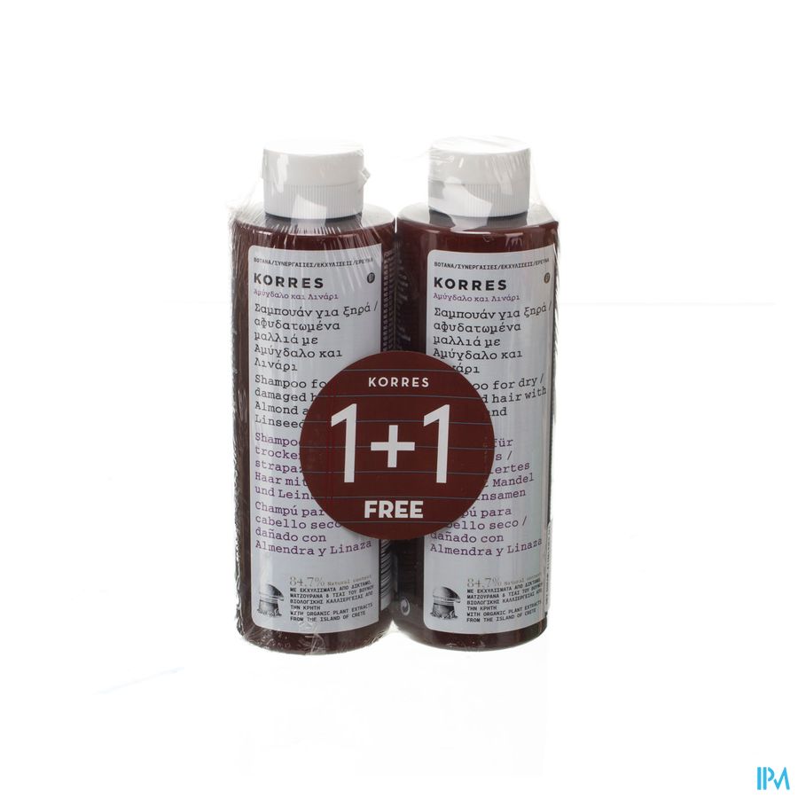 Korres Kh Shampoo Almond&lineseed 2x250ml Promo Korres Kh Shampoo Almond&lineseed 2x250ml Promo