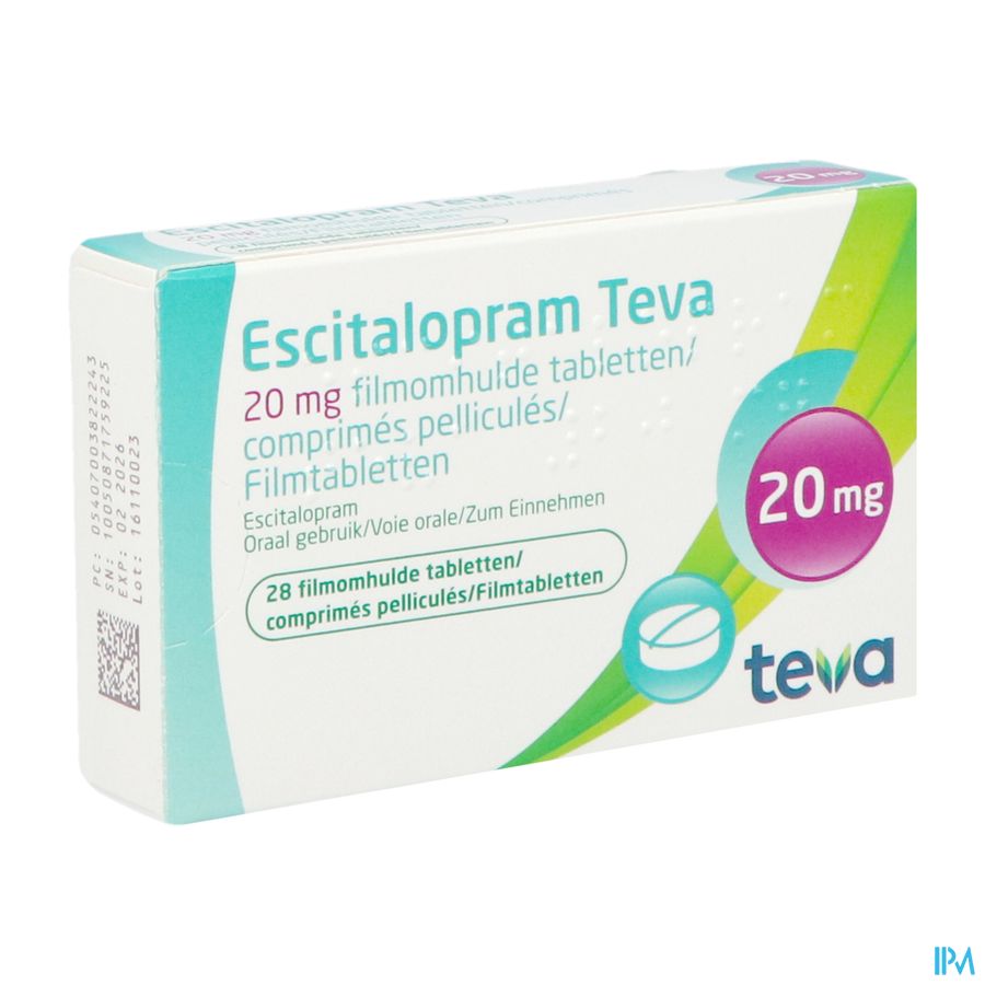 Escitalopram 20mg Teva Comp Pell 28 X 20mg Escitalopram 20mg Teva Comp Pell 28 X 20mg