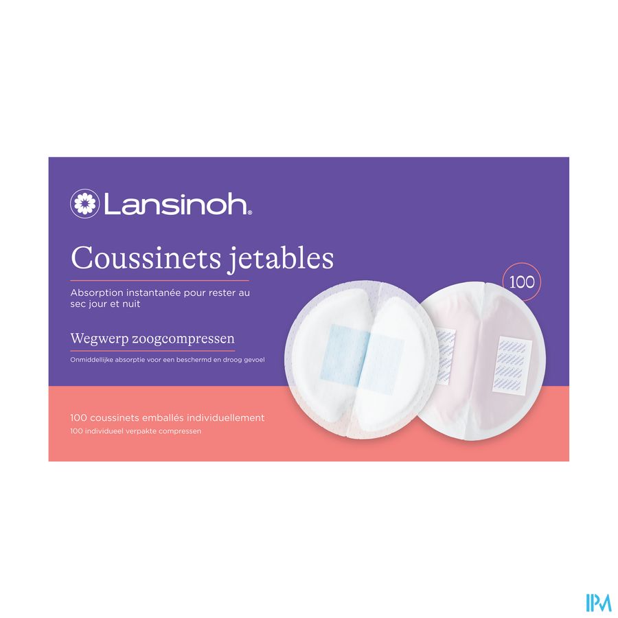 Lansinoh Wegwerpb.borstkompress.blue Lock Core 100 2