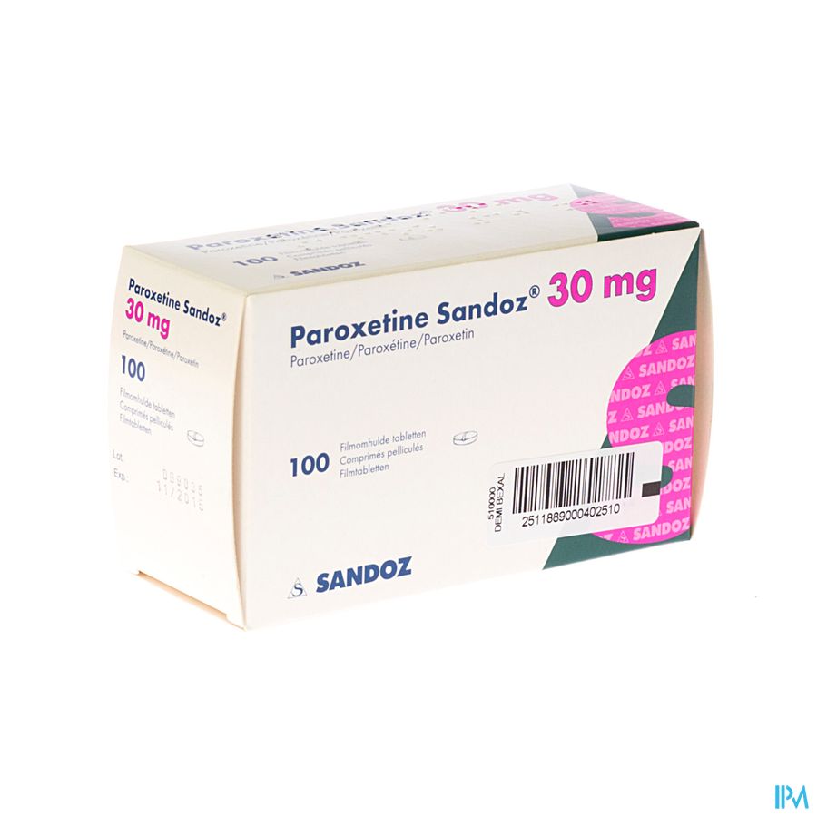 Paroxetine 30mg Sandoz Comp 100 X 30mg Paroxetine 30mg Sandoz Comp 100 X 30mg