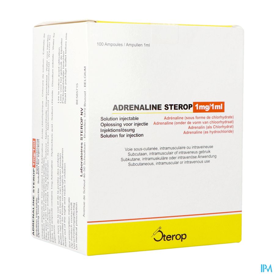 Adrenaline Hcl Sterop 1mg/ml Opl Inj Amp 100 Adrenaline Hcl Sterop 1mg/ml Opl Inj Amp 100