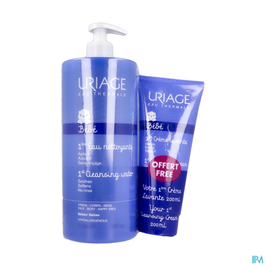 Uriage Baby 1ste Water 1l + Bebe Wascreme 200ml Uriage Baby 1ste Water 1l + Bebe Wascreme 200ml