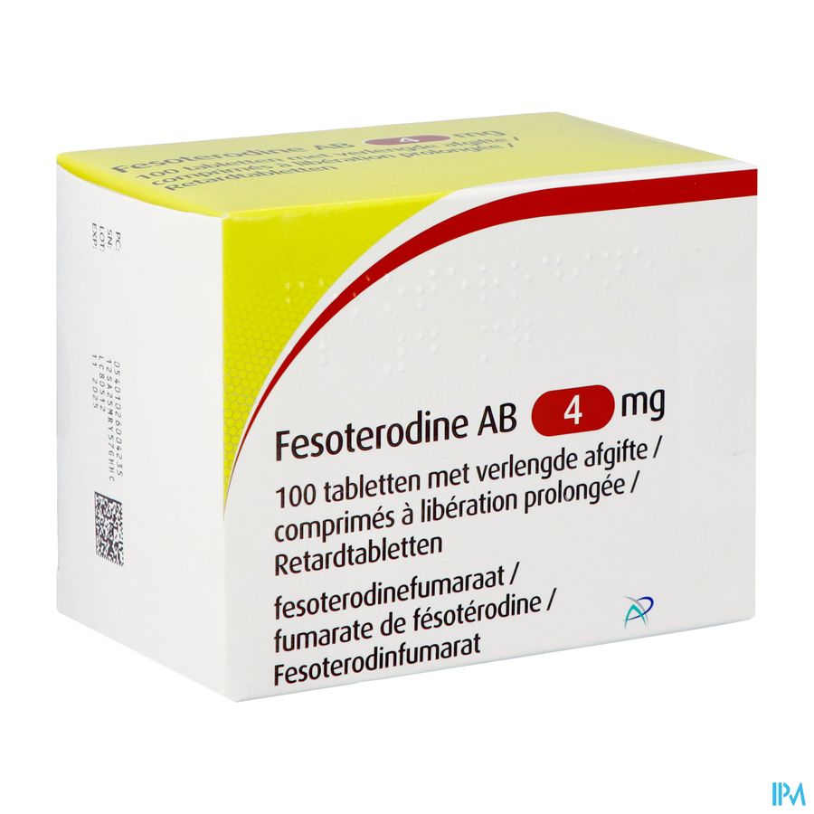 Fesoterodine Ab 4mg Verlengde Afgifte Tabl 100