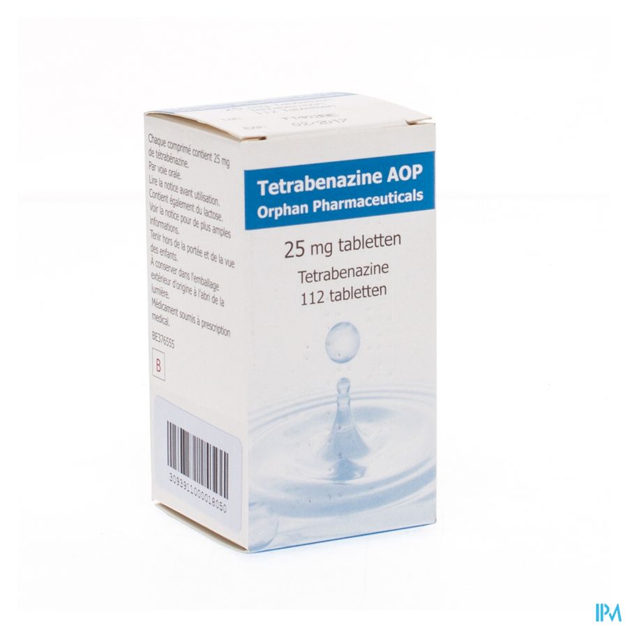 Tetrabenazine Comp 112 X 25mg Aop Orphan Pharmac. Tetrabenazine Comp 112 X 25mg Aop Orphan Pharmac.