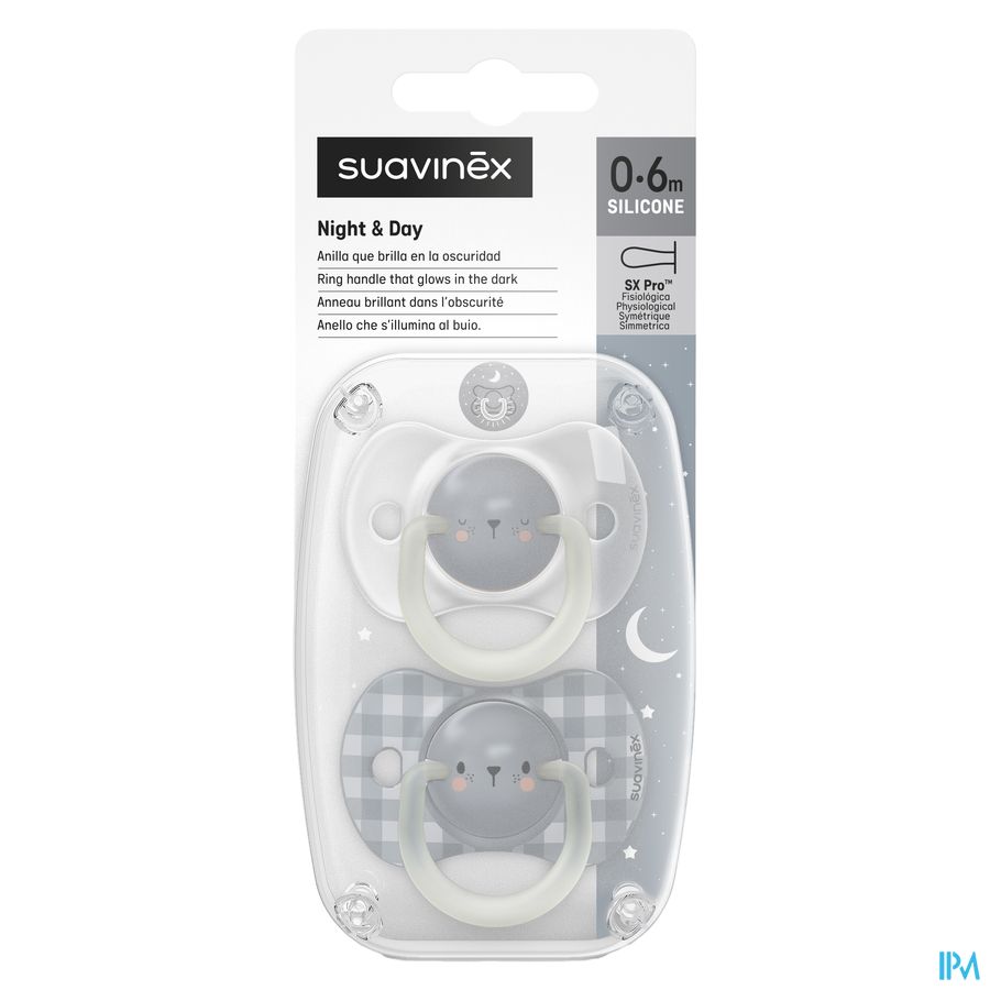 Suavinex N&d Soother Sili.rev 0-6m Bear Bl Duo 1