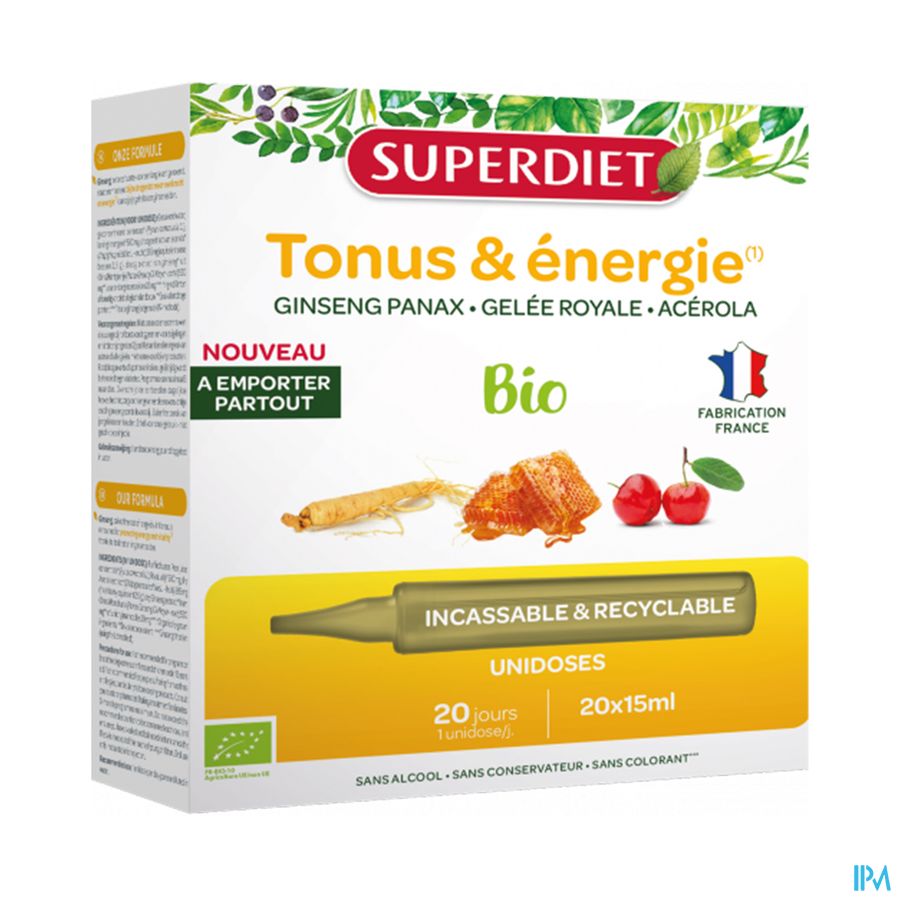 Superdiet Unicadose Ginseng Gelee Roy Bio 20x15ml Superdiet Unicadose Ginseng Gelee Roy Bio 20x15ml