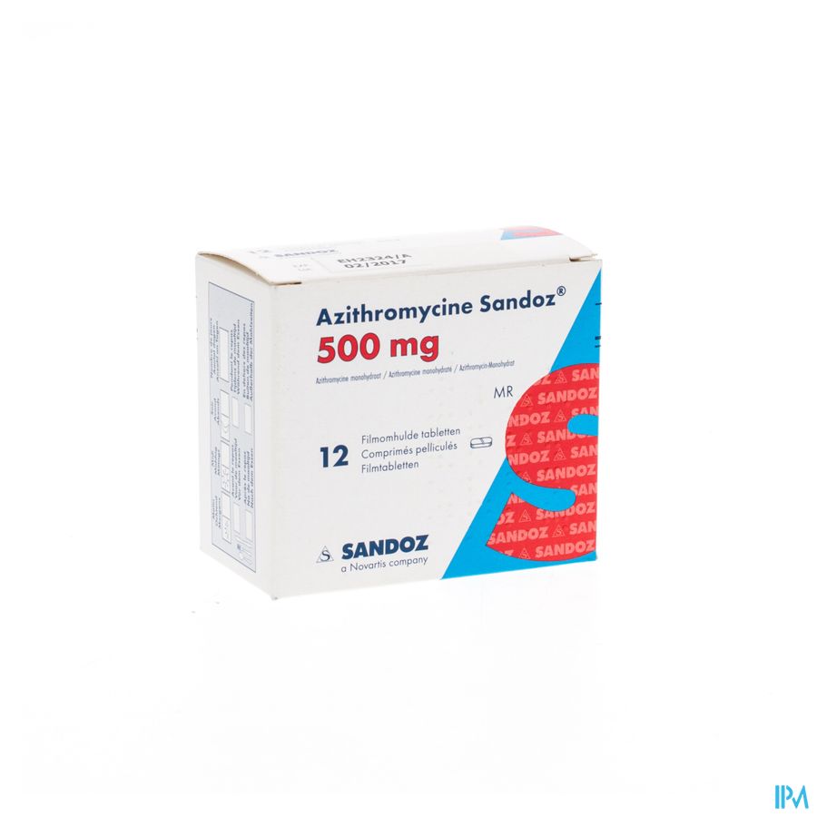Azithromycine 500mg Sandoz Tabl Omhulde 12x500 mg Azithromycine 500mg Sandoz Tabl Omhulde 12x500 mg