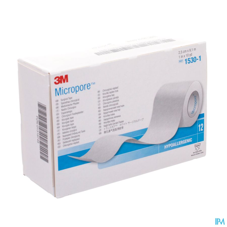 Micropore 3m Sparadrap 25mmx9,14m Rouleau 12 1530 Micropore 3m Sparadrap 25mmx9,14m Rouleau 12 1530