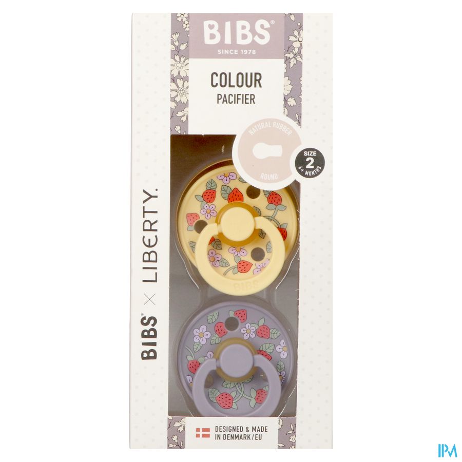 Bibs 2 Fopspeen Duo Liberty Garden Strawber.pale 2 3