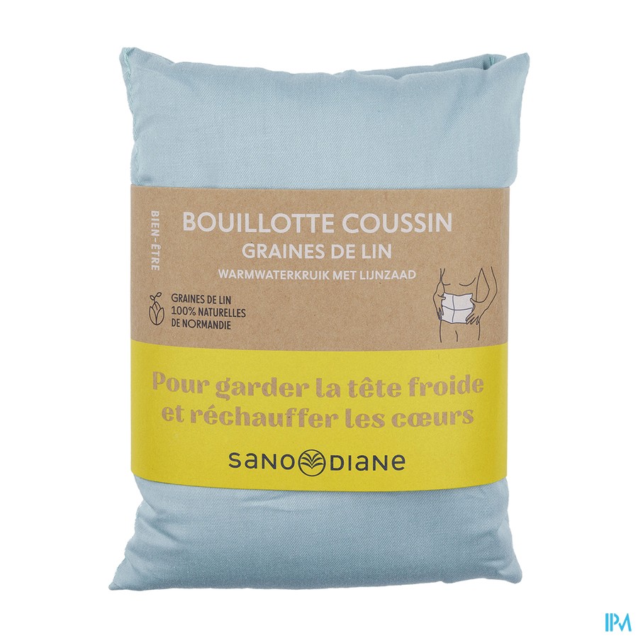 Sanodiane Bouillotte Coussin Gr Lin Bleu Vert Uni