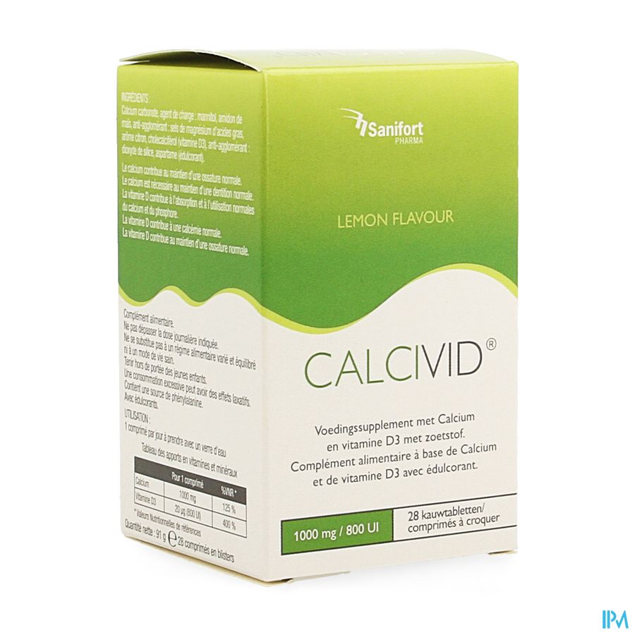 Calcivid 1000mg/800ie Lemon Chew 28 1