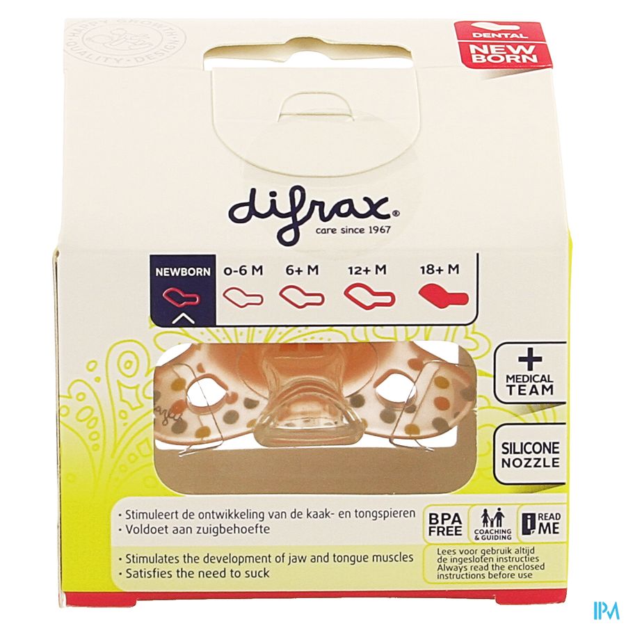 Difrax Sucette Newborn Dental Sil Girl -2/2m 1 796 6