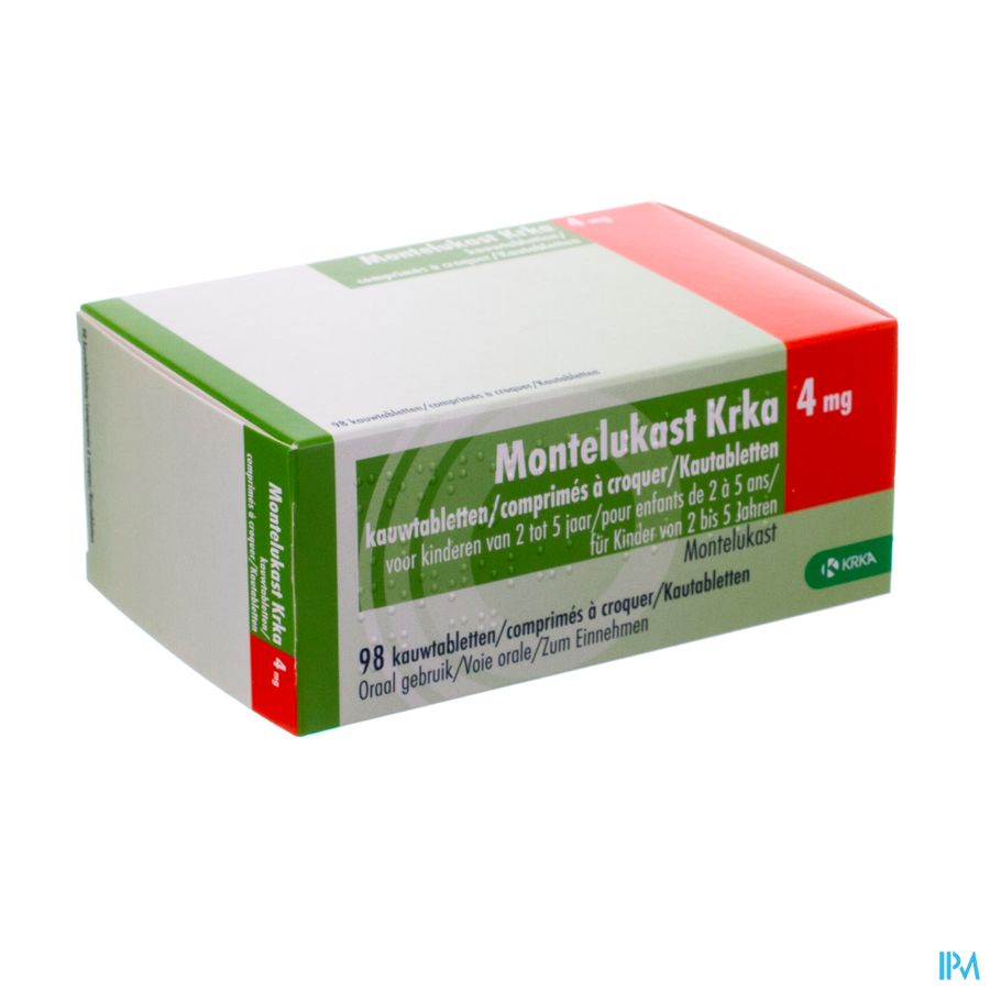 Montelukast Krka 4mg Kauwtabl 98 X 4mg Montelukast Krka 4mg Kauwtabl 98 X 4mg