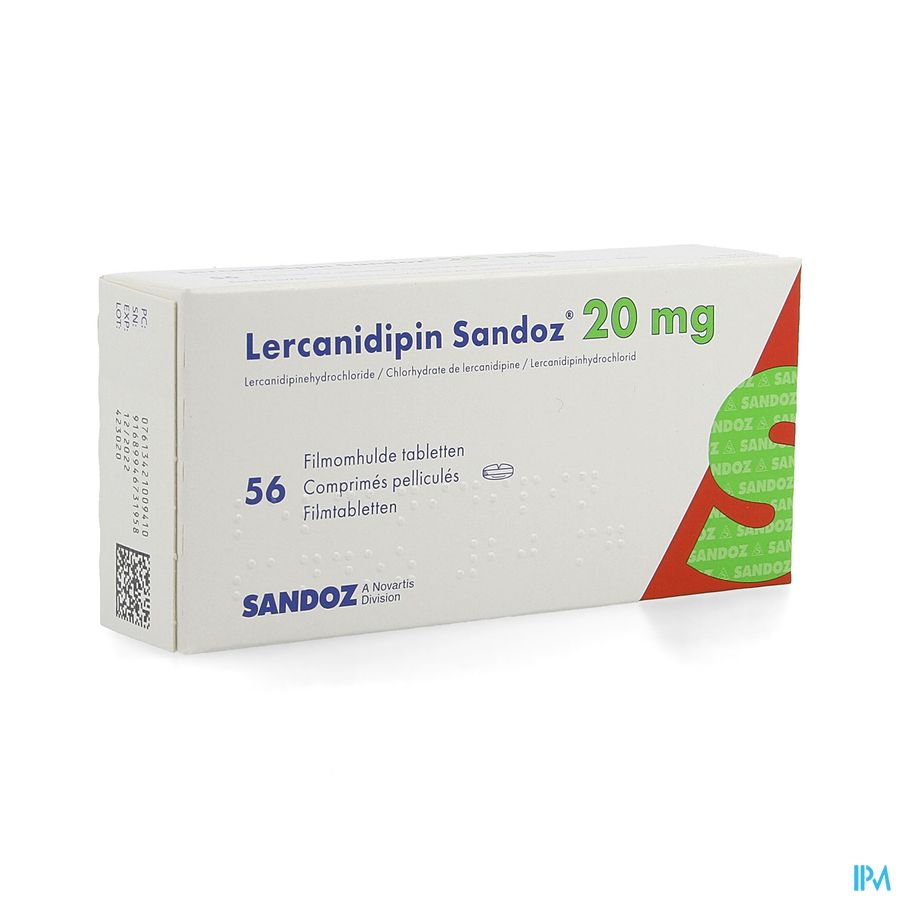 Lercanidipin Sandoz 20mg Comp 56 X 20mg Lercanidipin Sandoz 20mg Comp 56 X 20mg