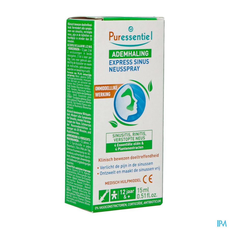 Puressentiel Ademhal.sinus Expr.neusspray Bio 15ml