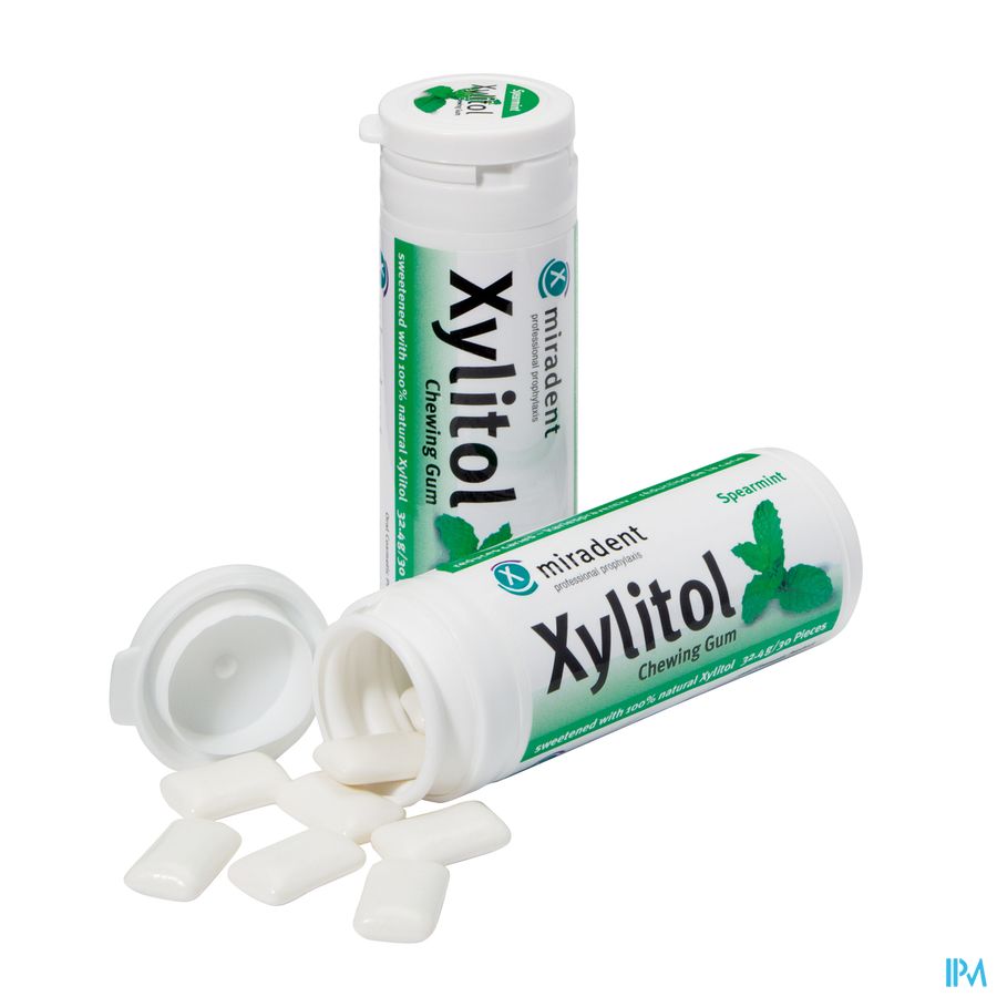 Miradent Kauwgom Xylitol Groene Munt Z/suiker 30 2