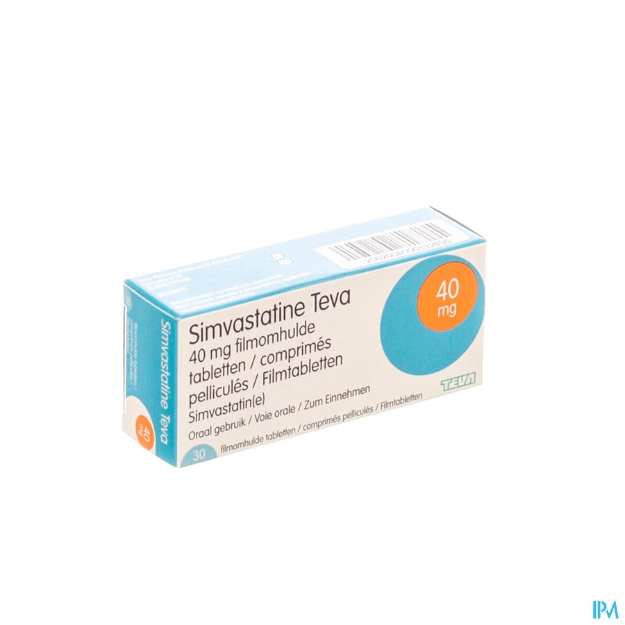 Simvastatine 40mg Teva Comp Enrob 30 X 40mg Simvastatine 40mg Teva Comp Enrob 30 X 40mg