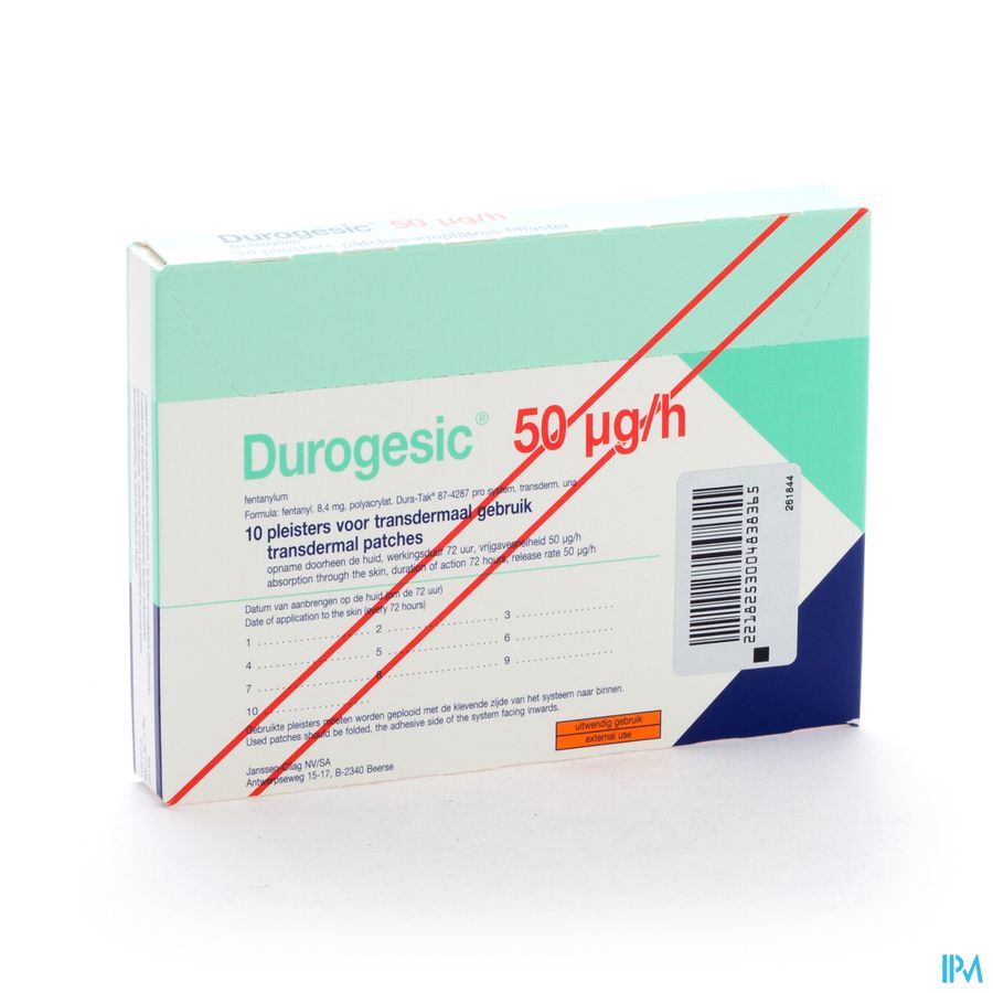 Durogesic Pl Emp 10x 50mcg/heure/uur