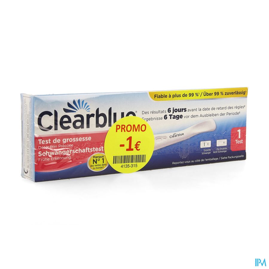 Clearblue Zwangerschapstest Early 1 Promo -1€ Clearblue Zwangerschapstest Early 1 Promo -1€