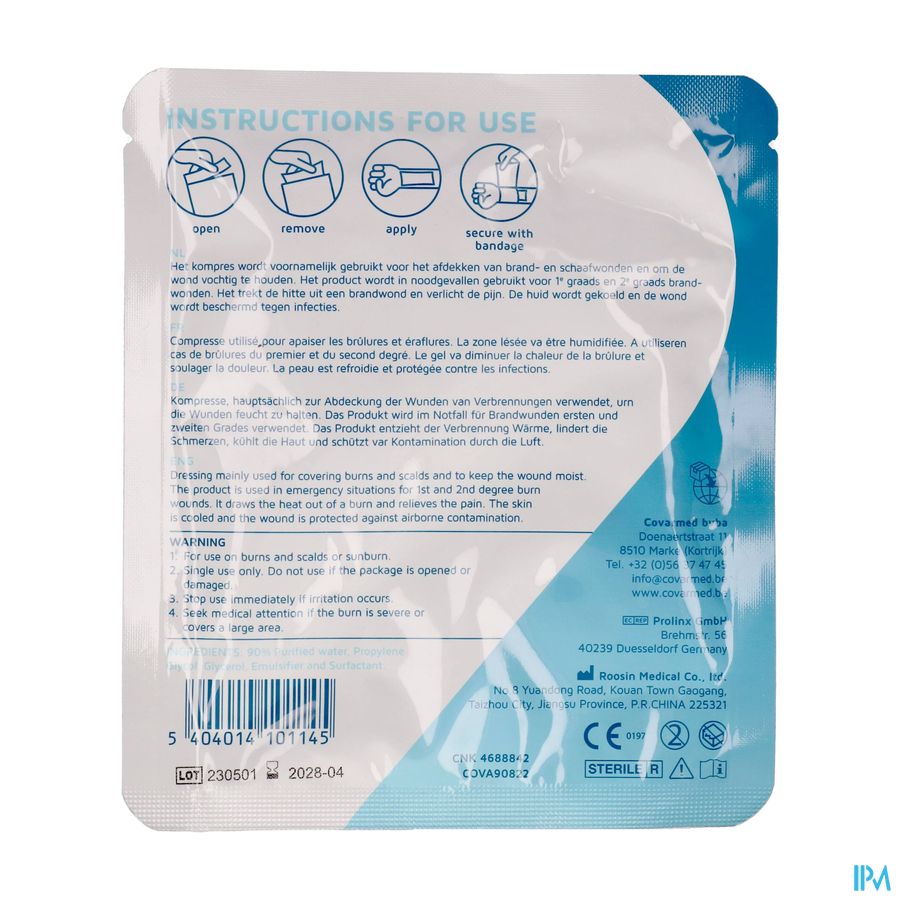 Burncare Covacalm St.brandwond.kompres 10cmx10cm 1 1