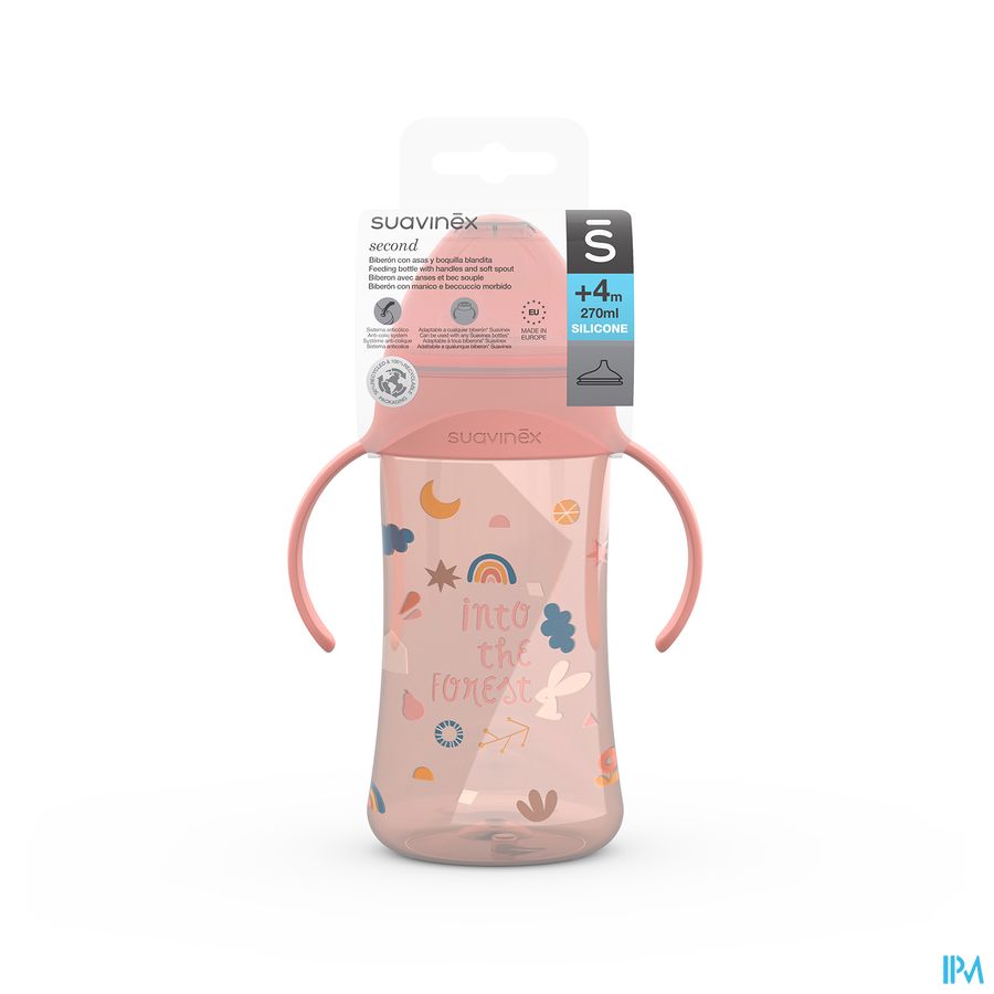 Suavinex Feeding Forest Flesje Handgr. Roze 270ml Suavinex Feeding Forest Flesje Handgr. Roze 270ml