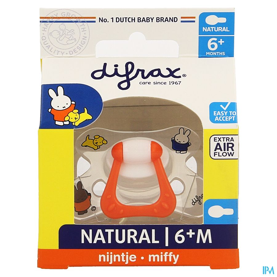 Difrax Sucette Natural 6m+ Miffy 1
