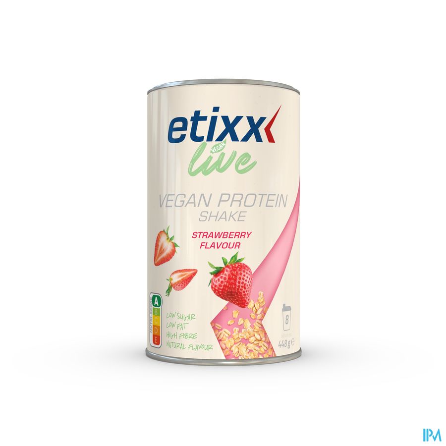 Etixx Live Vegan Protein Shake Strawberry Pdr 448g 1