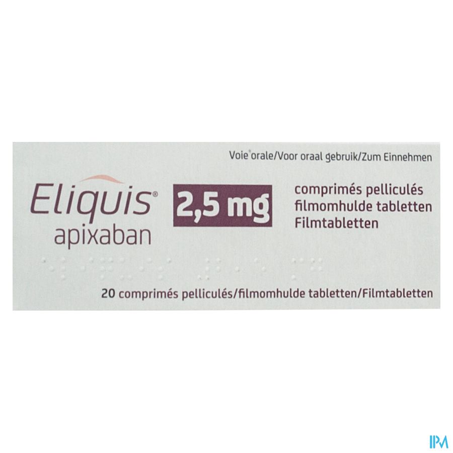 Eliquis 2,5mg Filmomh Tabl 20 X 2,5mg 1