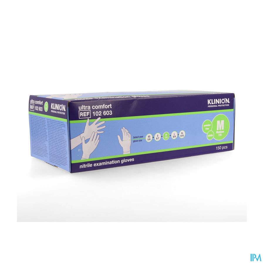 Klinion Onderz. Handschoen Nitrile 24cm Wit M 150 Klinion Onderz. Handschoen Nitrile 24cm Wit M 150