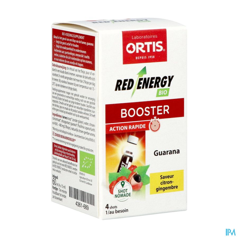 Ortis Red Energy Citron Gingembre Bio Shots 4x15ml Ortis Red Energy Citron Gingembre Bio Shots 4x15ml