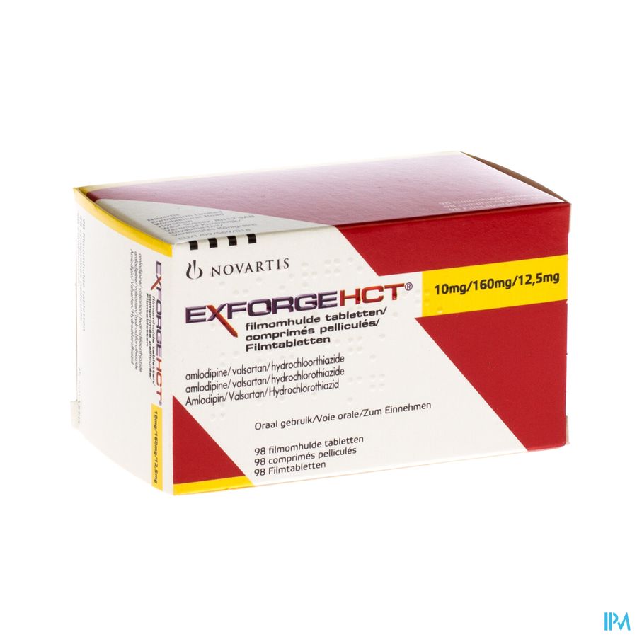 Exforge Hct 10mg/160mg/12,5mg Comp Omhulde 98 Exforge Hct 10mg/160mg/12,5mg Comp Omhulde 98