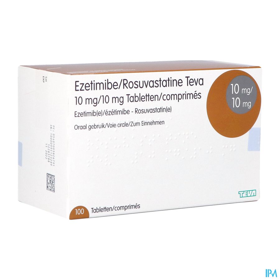 Ezetimibe Rosuvastatine Teva 10mg/10mg Comp 100 Ezetimibe Rosuvastatine Teva 10mg/10mg Comp 100