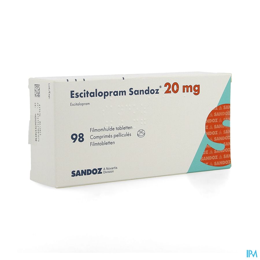 Escitalopram Sandoz 20mg Filmomh Tabl 98 X 20mg Escitalopram Sandoz 20mg Filmomh Tabl 98 X 20mg