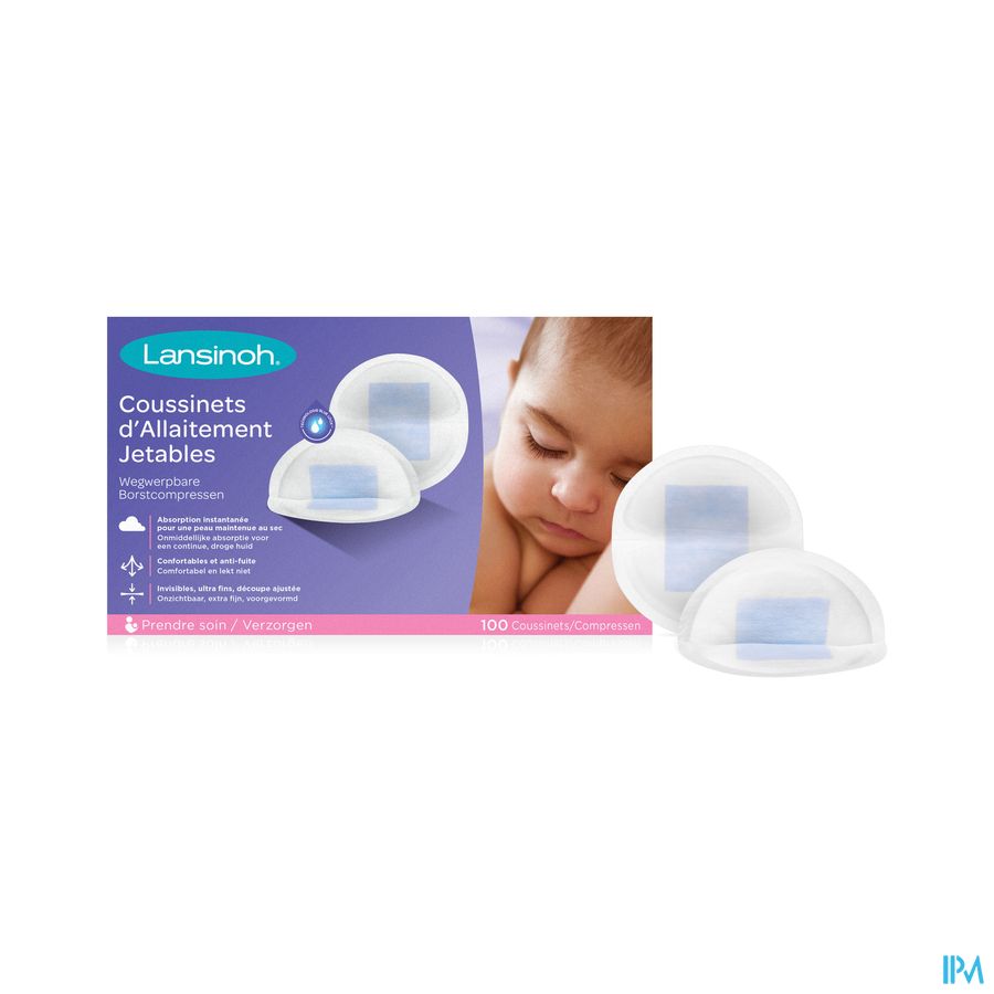 Lansinoh Wegwerpb.borstkompress.blue Lock Core 100 6