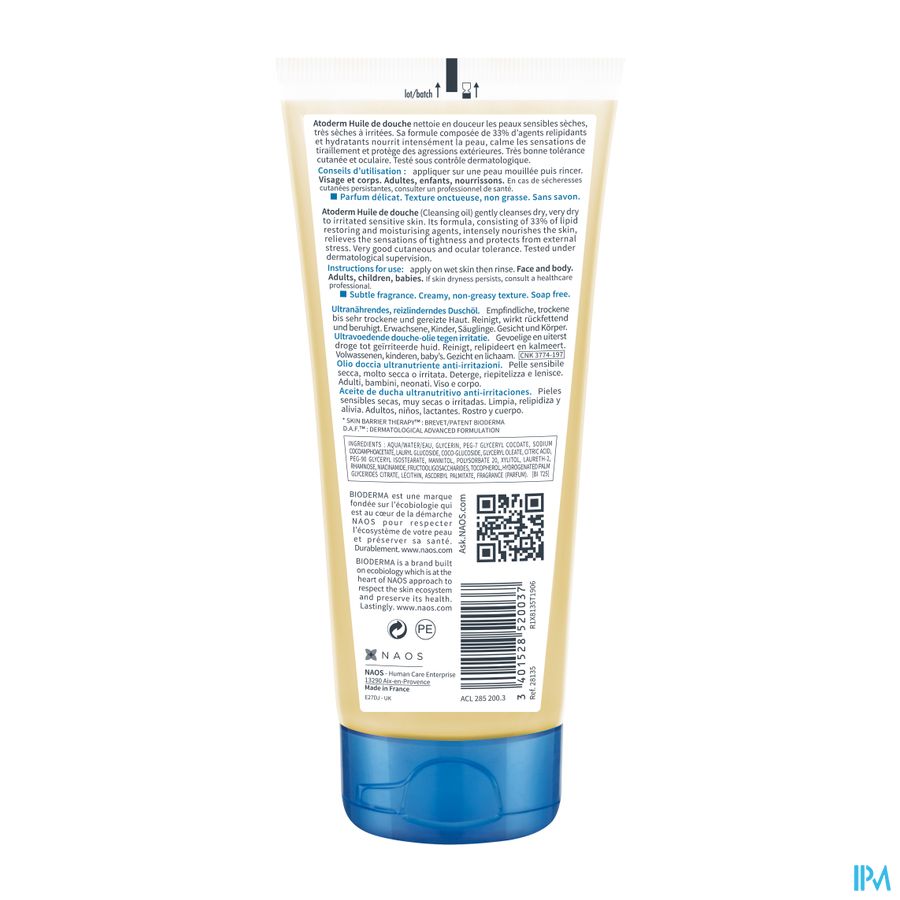 Bioderma Atoderm Huile Douche Tube 100ml 1