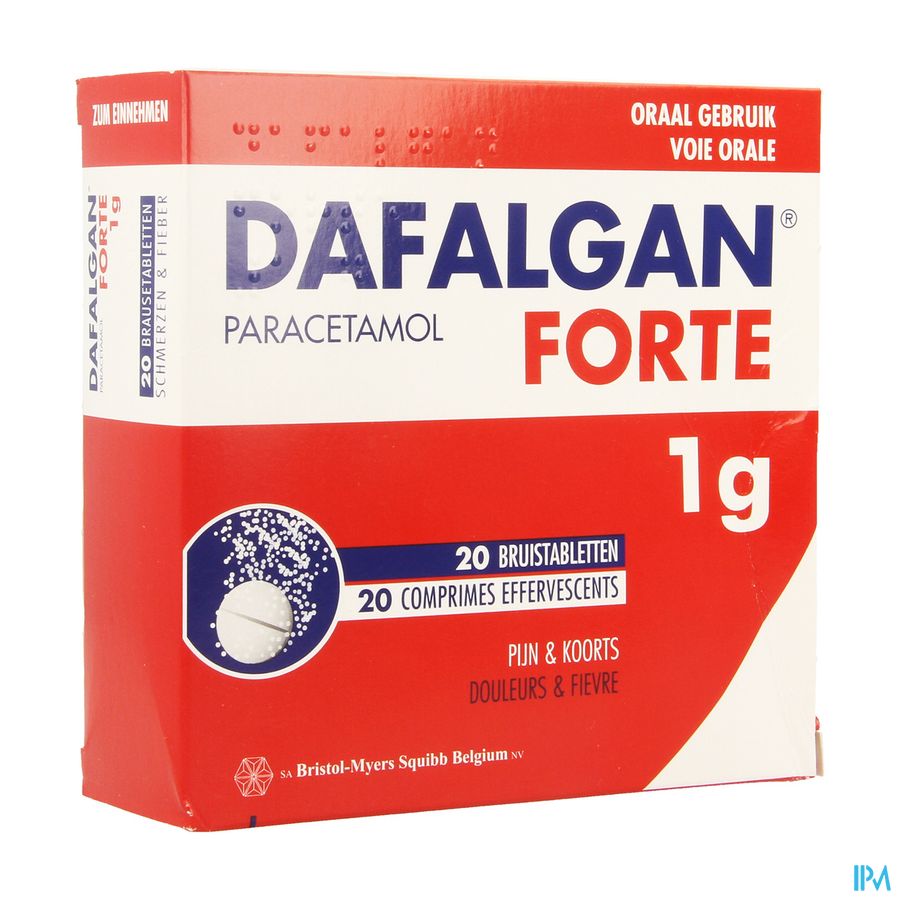 Dafalgan Forte 1g Impexeco Bruistabl 20 X 1g Pip Dafalgan Forte 1g Impexeco Bruistabl 20 X 1g Pip