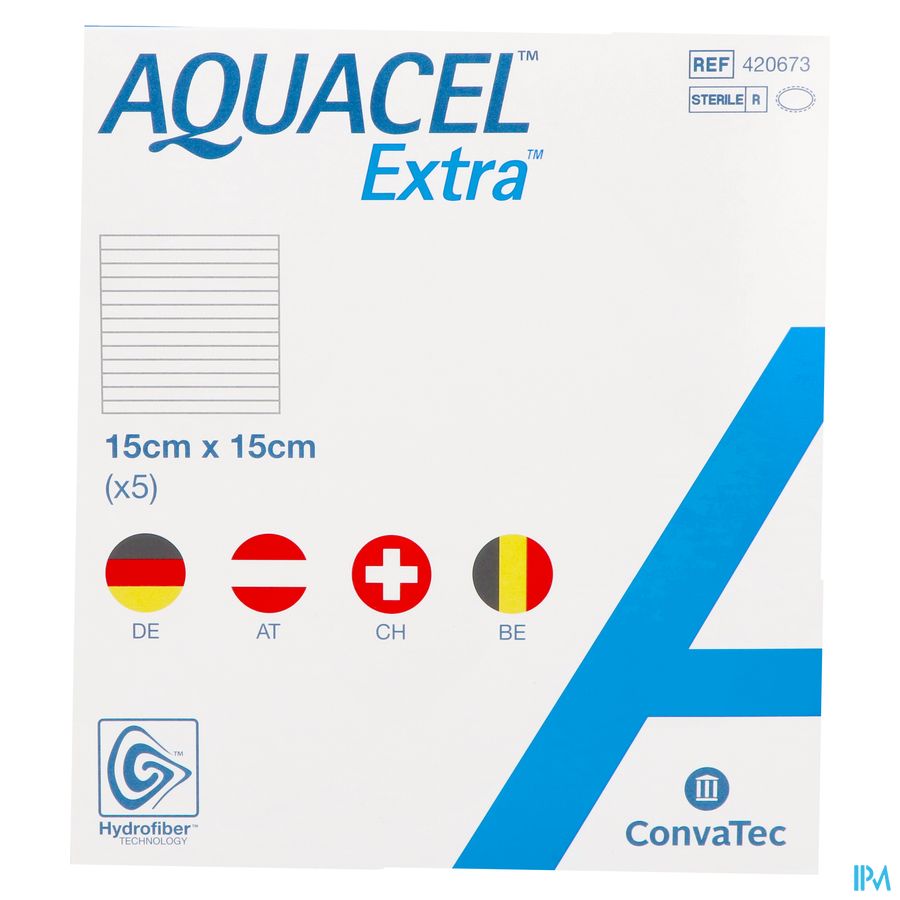 Aquacel Extra Verb Hydrofiber+versterk. 15x15cm 5 2
