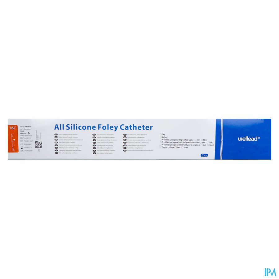 Wellead 2 Voies Nel Sil Cath 10ml 41cm Ch16 H 5 3