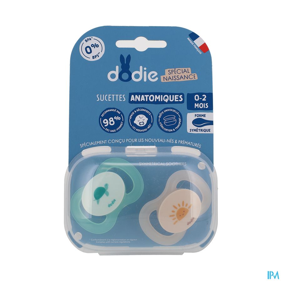 Dodie Fopspeen Duo Ana Pasgebor.0-2m Baby Schildp. Dodie Fopspeen Duo Ana Pasgebor.0-2m Baby Schildp.