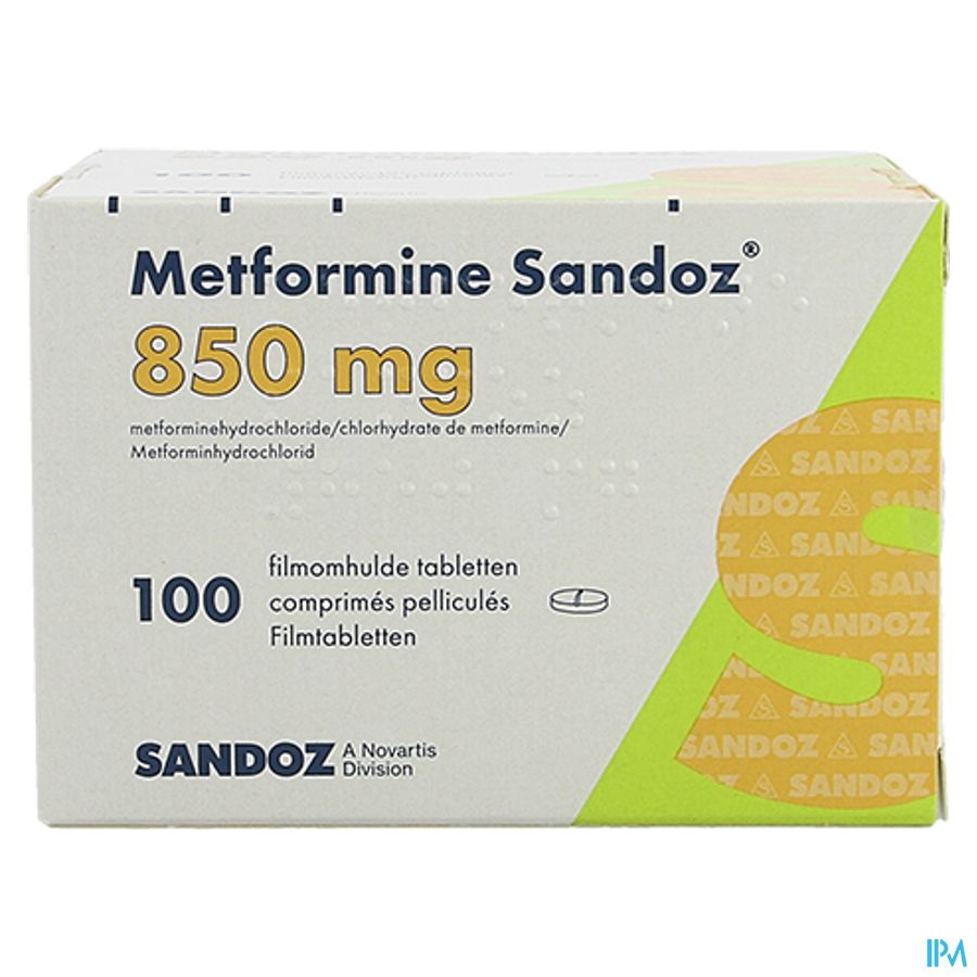 Metformine Sandoz 850mg Comp 100 X 850mg 3