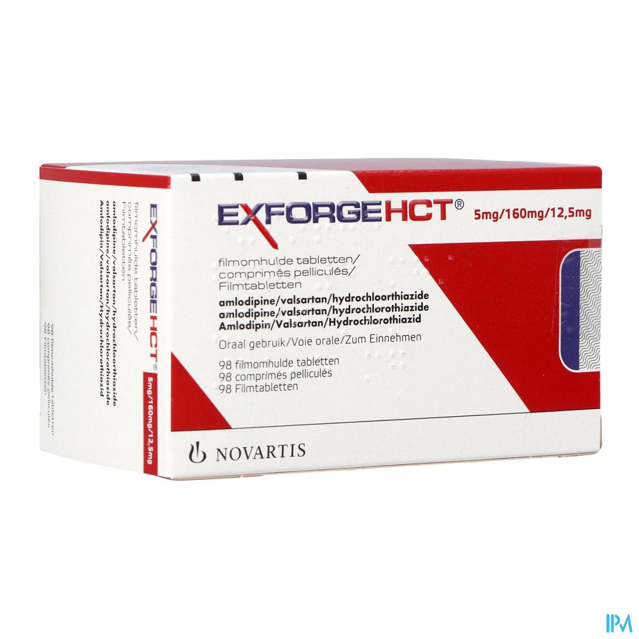 Exforge Hct 5mg/160mg/12,5mg Comp Omhulde 98 Exforge Hct 5mg/160mg/12,5mg Comp Omhulde 98
