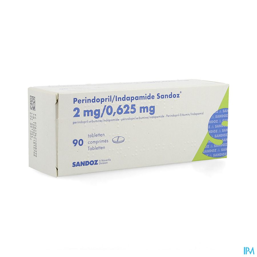 Perindopril/indapamide Sandoz Tabl 90x2mg/0,625mg Perindopril/indapamide Sandoz Tabl 90x2mg/0,625mg