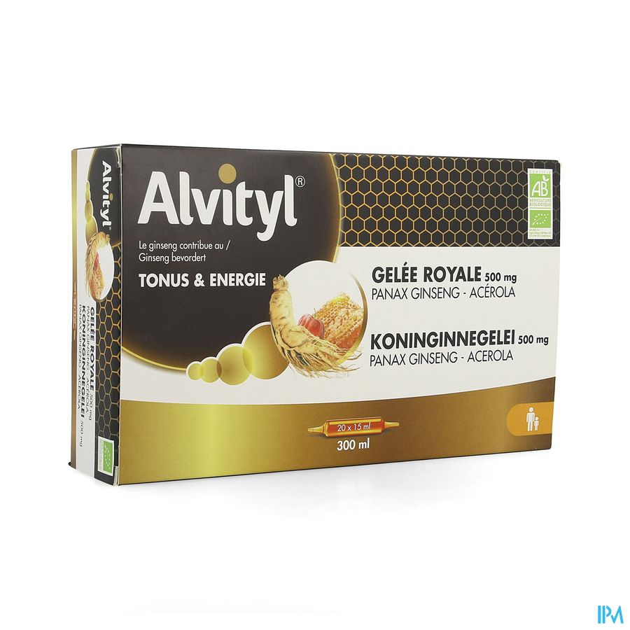 Alvityl Koninginnegelei Ginseng Acerola 20x15ml Alvityl Koninginnegelei Ginseng Acerola 20x15ml