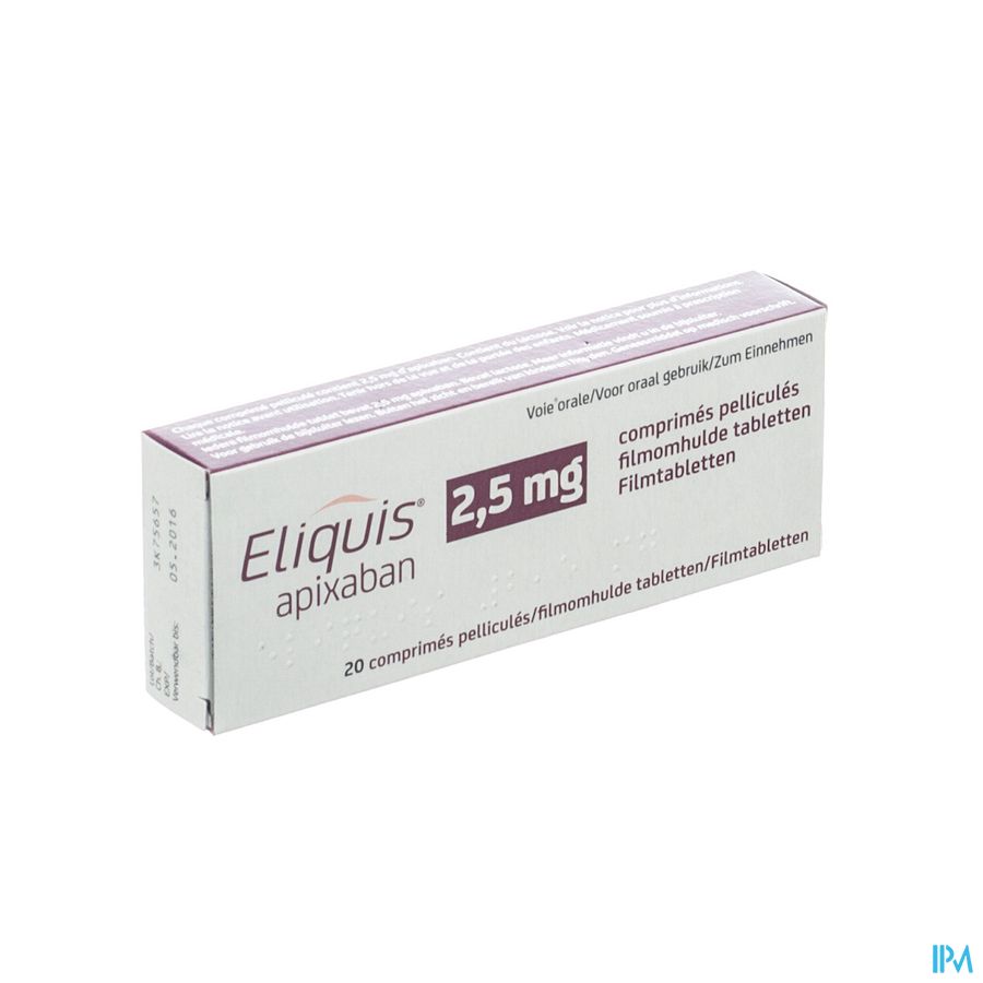 Eliquis 2,5mg Comp Pell 20 X 2,5mg Eliquis 2,5mg Comp Pell 20 X 2,5mg