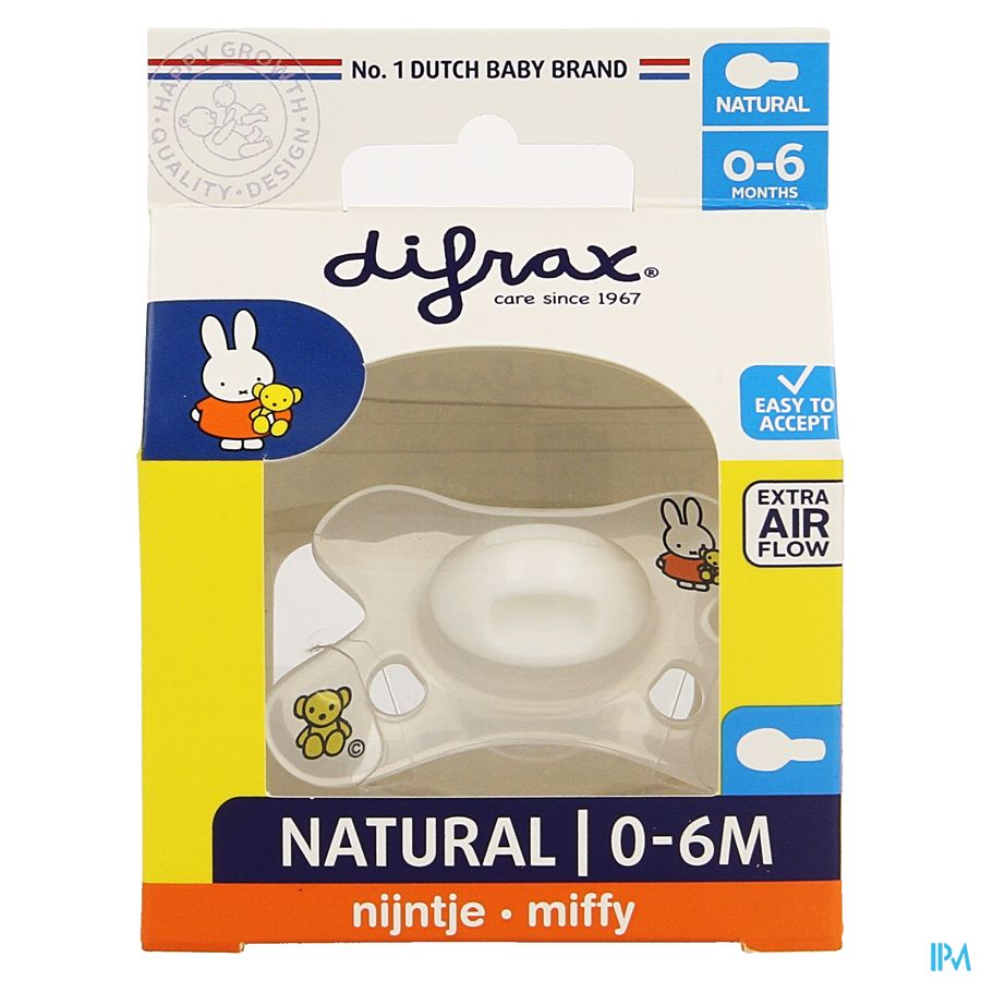 Difrax Fopspeen Natural 0-6m Nijntje 1